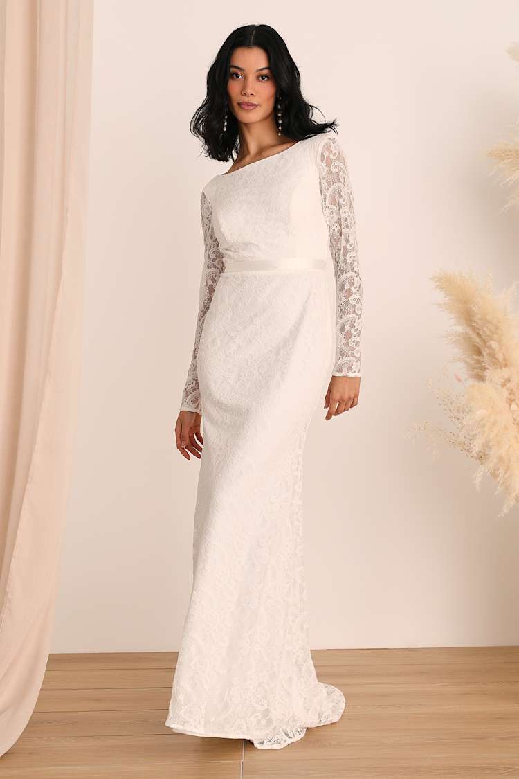 navy blue dress for baby girl Lace Backless Long Sleeve Midi Dress – JardinVue main image 0