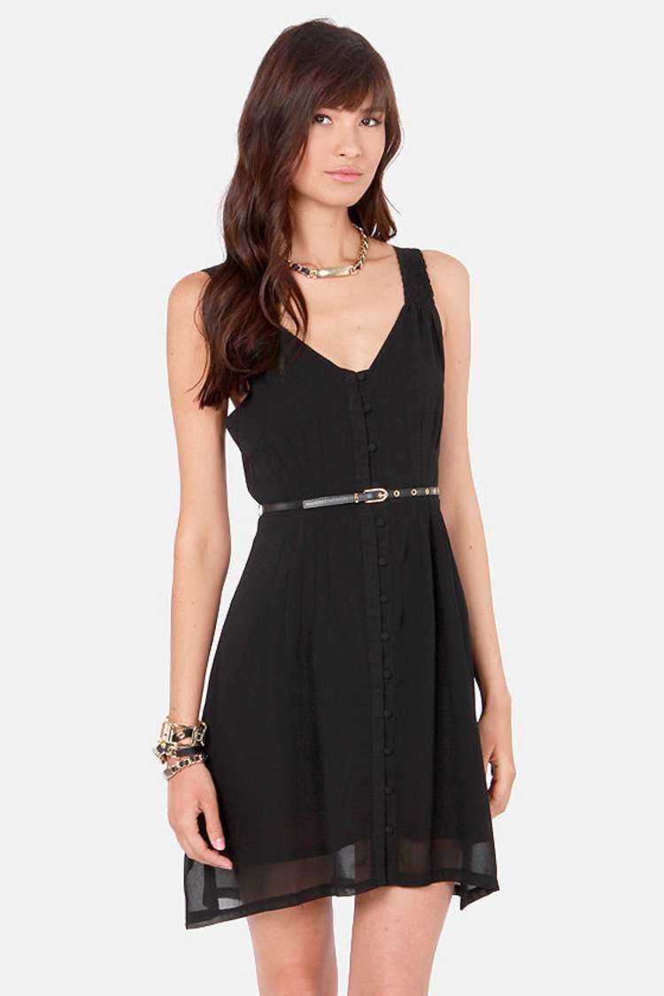 Black Sheep Ajala Dress - Black Dress - Belted Dress - $71.00
