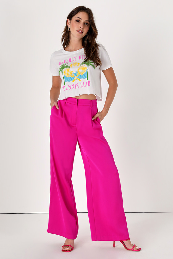 Buy SOSANDAR Hot Pink Wide Leg Trousers  8  Workwear  Tu