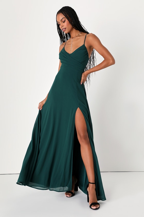 Lulus Event Ready Hunter Green Backless Lace-up Maxi Dress