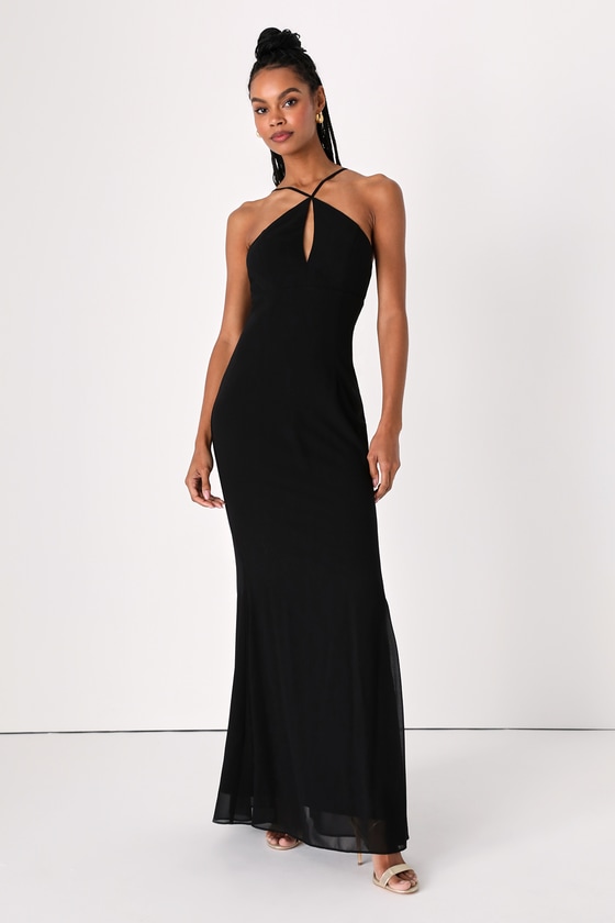 Elegant Black Dress - Mermaid Maxi Dress - Keyhole Dress - Lulus