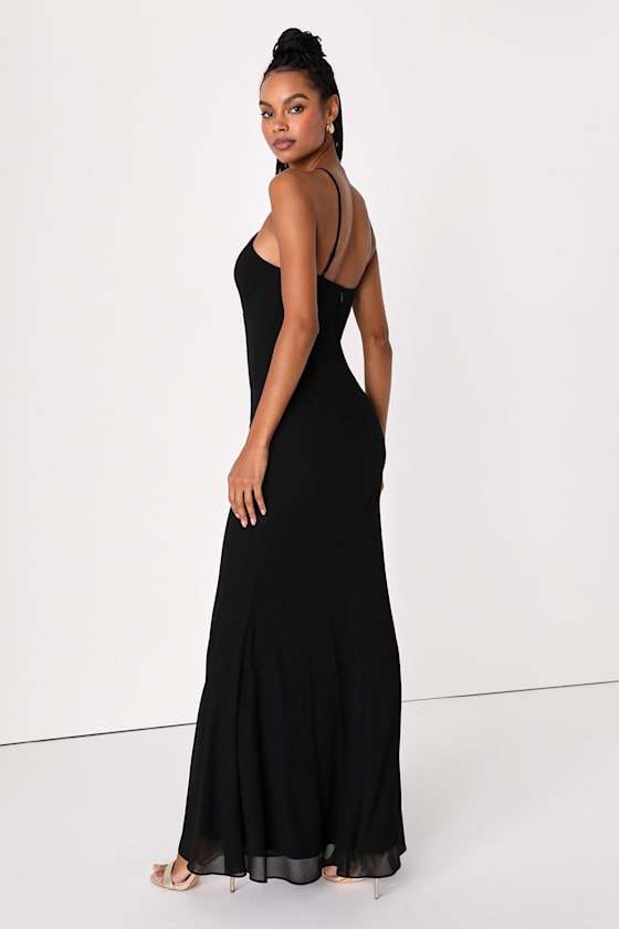 Elegant Black Dress - Mermaid Maxi Dress - Keyhole Dress - Lulus