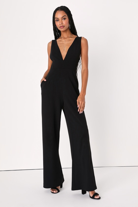 Sexy Black Jumpsuit - Sleeveless Jumpsuit - Wide-Leg Jumpsuit - Lulus