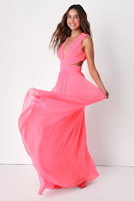 Vivid Imagination Neon Pink Cutout Maxi Dress 8
