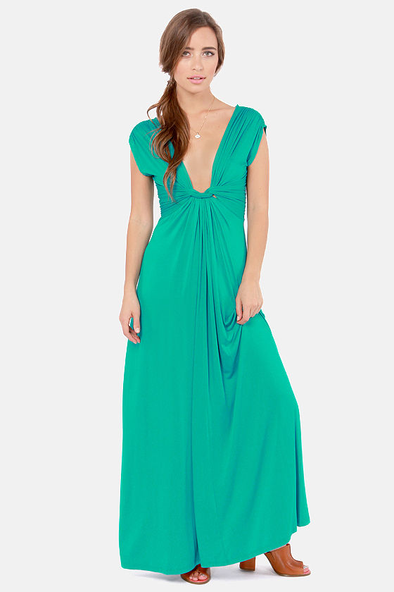 Sexy Teal Dress - Maxi Dress - V-Neck Dress - $37.00 - Lulus