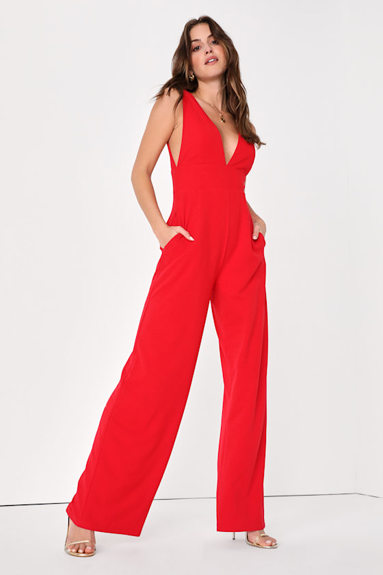 5212084 Red Sleeveless Jumpsuit main image 0