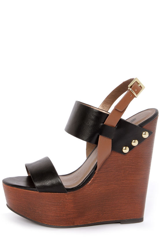 soda black wedge sandals