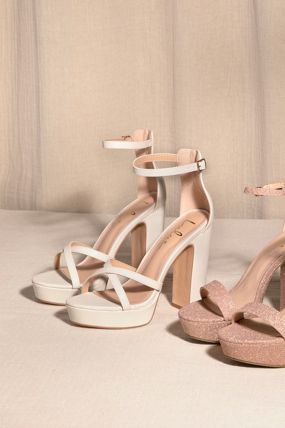 Brown Textured Block Heels Sandals With Ankel Strap | SHV-NV-12 | Cilory.com