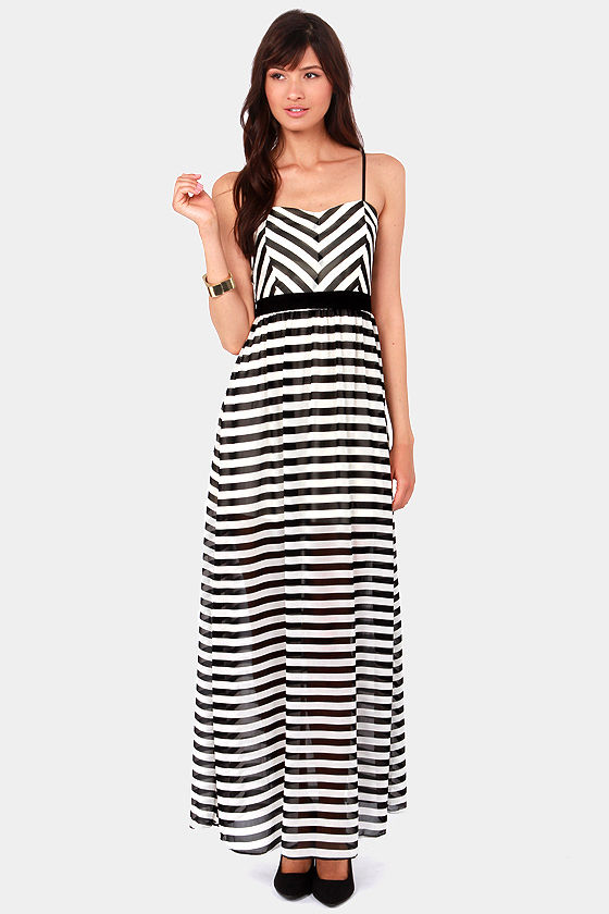 Cute Black and Ivory Dress - Striped Dress - Maxi Dress - $49.00 - Lulus