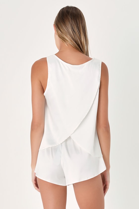 Ivory Satin Pajama Set Tank Top Pajama Set Sleepwear Set Lulus