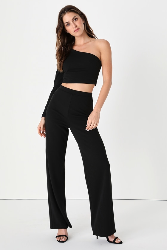 Lulus One-of-a-kind Style Black One-shoulder Two-piece Jumpsuit