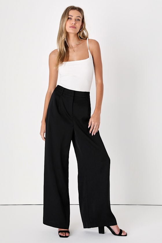 Chic Redefined Black High-Waisted Wide-Leg Trouser Pants 1