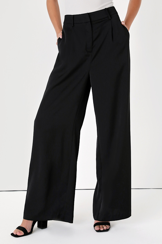 Chic Redefined Black High-Waisted Wide-Leg Trouser Pants 2