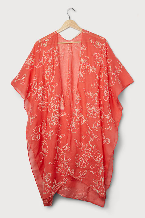 Lulus The Coast Is Sheer Pink Floral Embroidered Swim Coverup ModeSens
