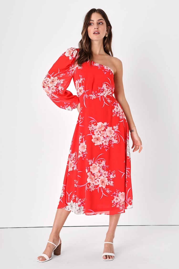 red brunch dress Red Polka Dot Midi Dress for Women main image 0