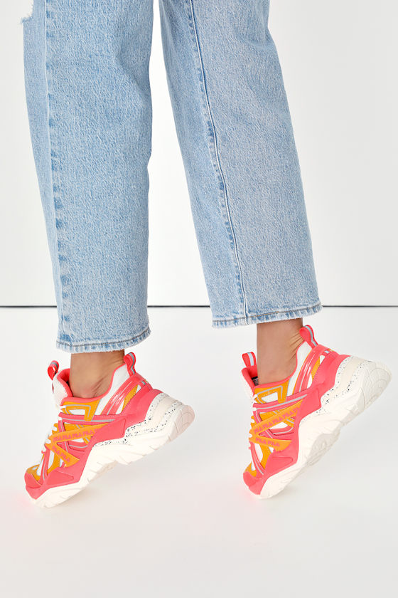 Electrove 2 Gardenia Coral Yellow Chunky Sneakers 2