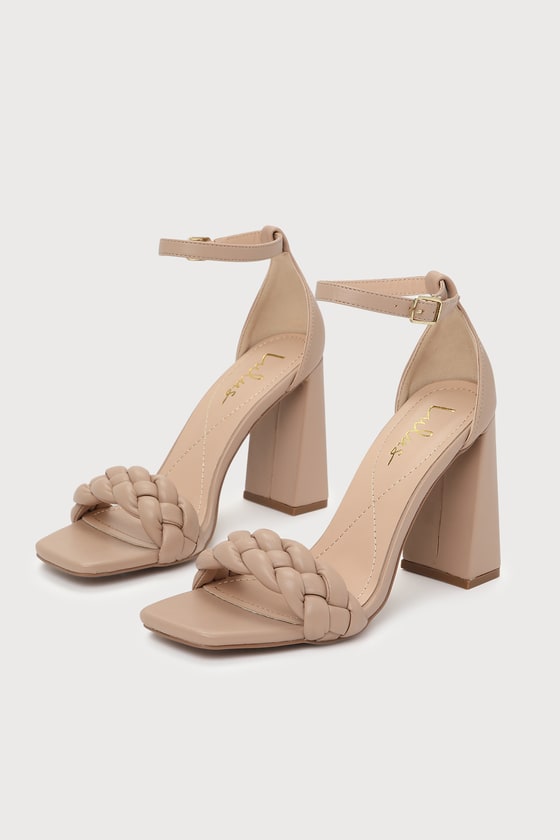 Kancy Light Nude Ankle Strap High Heel Sandals