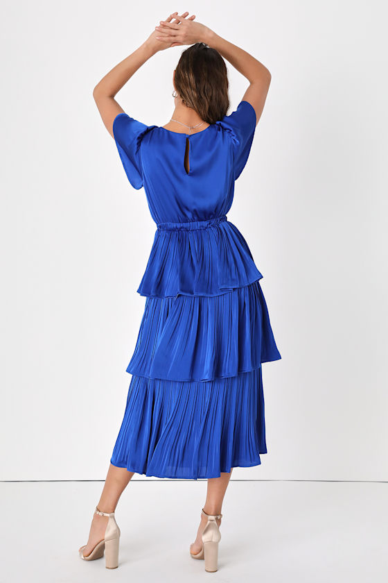 Tell Your Story Royal Blue Floral Midi Dress