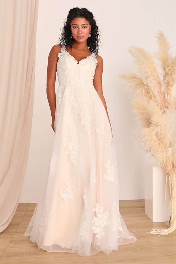 Enchanted Occasion White and Cream Embroidered Tulle Maxi Dress 7