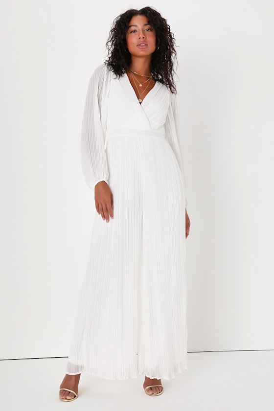 White Bubble Sleeve Jumpsuit