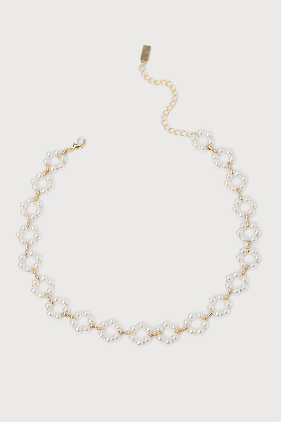 Style Perfection Gold Pearl Choker Necklace 1