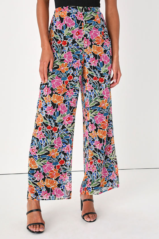 2942121 Black Floral Pants