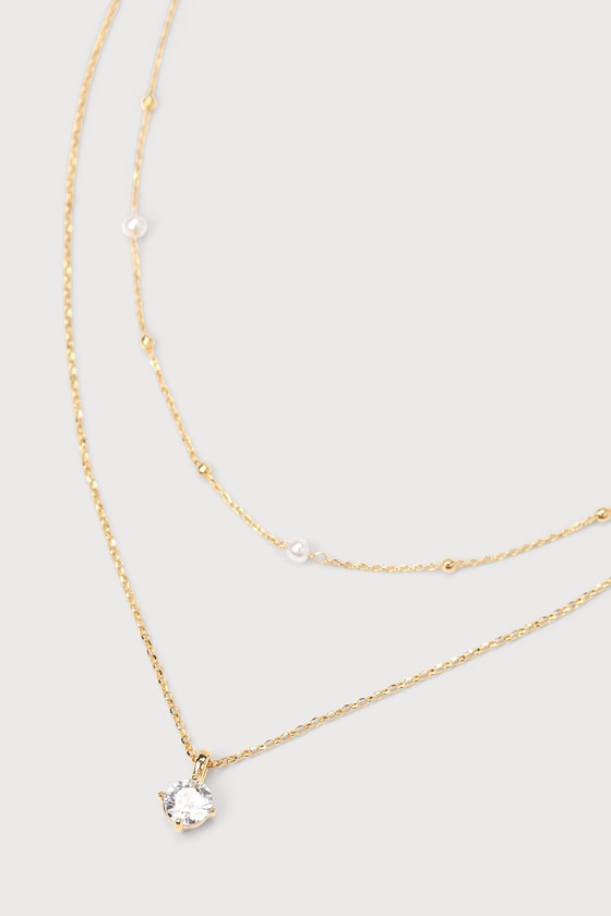 Lulus Glam Darling 14kt Gold Rhinestone Layered Necklace