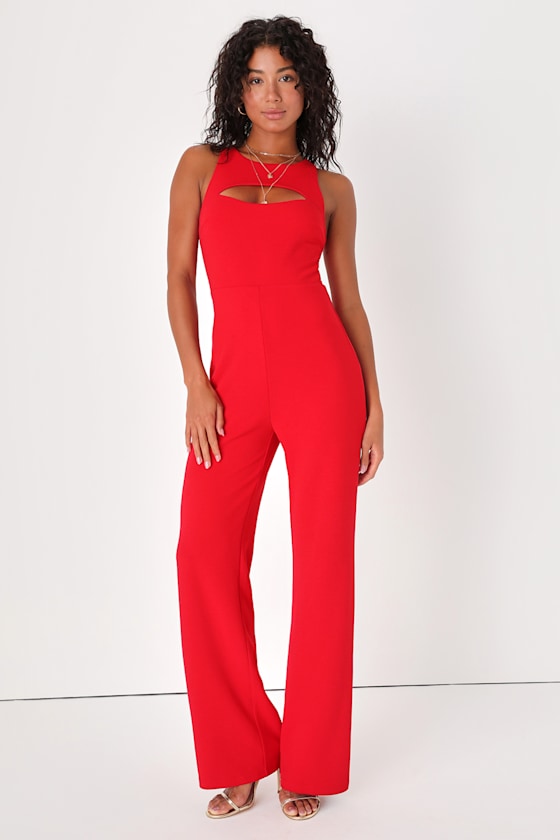 Sexy Red Jumpsuit Red Cutout Jumpsuit WideLeg Jumpsuit Lulus