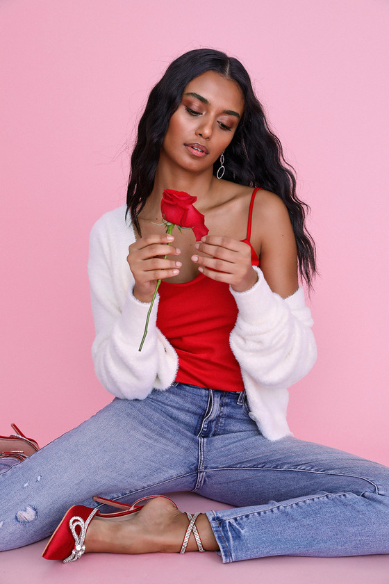Chic Red Satin Top - Cami Top - Sleeveless Crop Top - Women's Top - Lulus