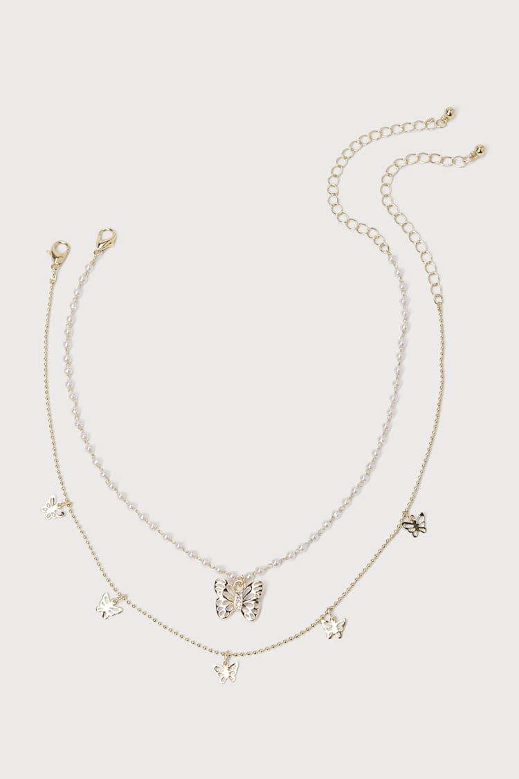 Layered Necklaces Butterfly Choker Forever 21 Sterling Silver CZ