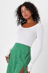 Perfectly Mine Ivory Ribbed Long Sleeve Top 1