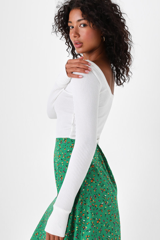 Ivory Top - Long Sleeve Top - Ribbed Knit Top - Women's Tops - Lulus