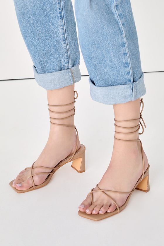 Nude High Heeled Sandals Lace Up Sandals Strappy Sandals Lulus