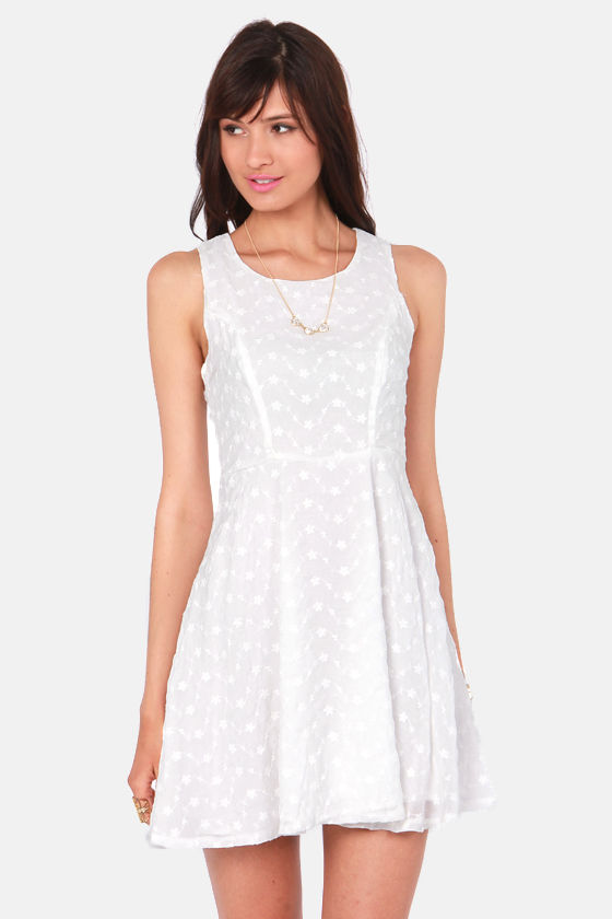Pretty White Dress - Lace Dress - Skater Dress - $40.00 - Lulus