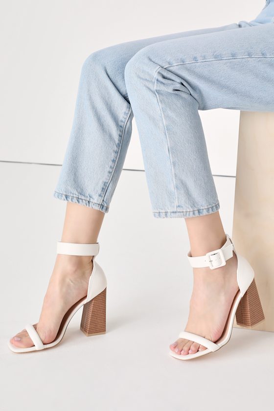 Kevan White Square Toe Ankle Strap Heels 1
