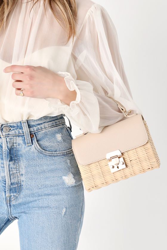 Totes Adorable Bone Woven Crossbody Bag 1