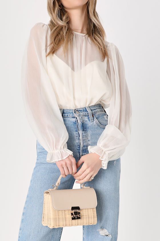 Totes Adorable Bone Woven Crossbody Bag 2
