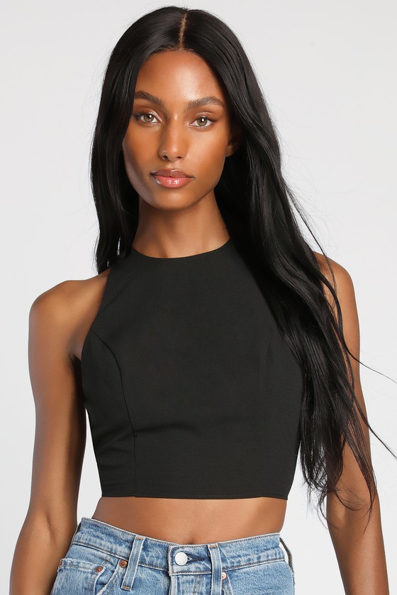 Black Cutout Top - Open Back Crop Top - Dressy Crop Top - Lulus