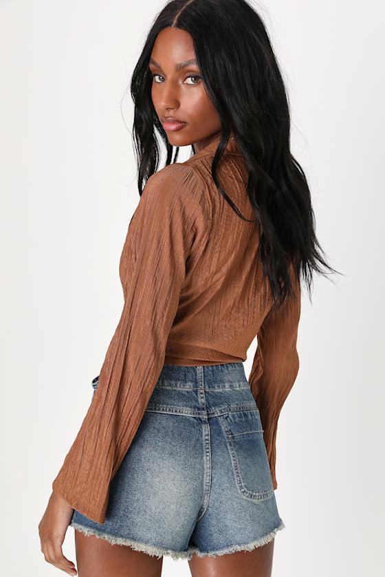 Emmy Medium Wash Side-Tie Wrap Denim Skort 3