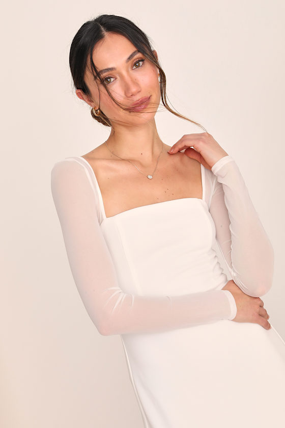 Lovingly Yours White Mesh Long Sleeve Maxi Dress - thumbnail 5
