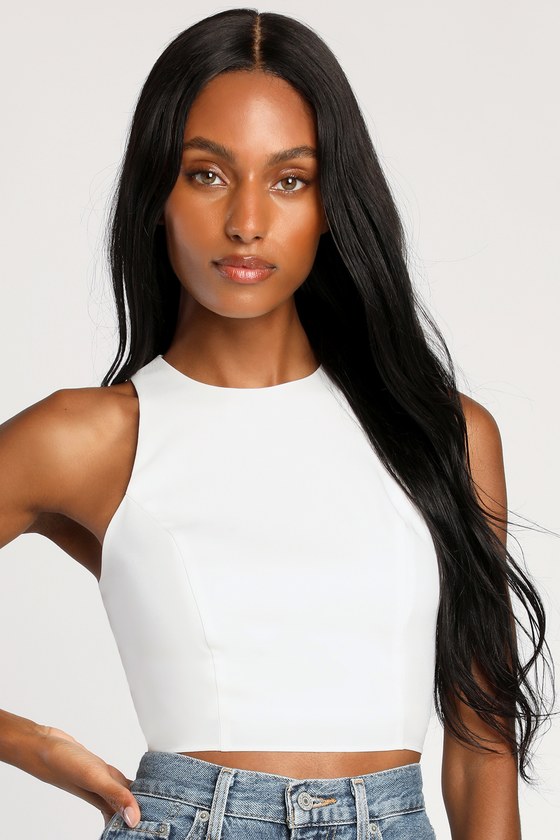 Bold Basics Black Cutout Tie-Back Crop Top