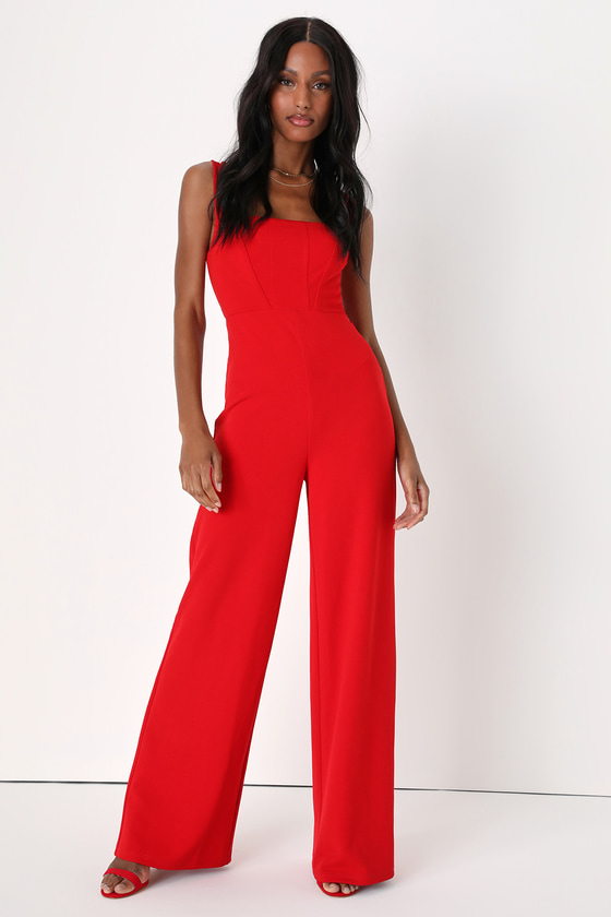 Red Sleeveless Jumpsuit - Wide Leg Jumpsuit - Chic Jumpsuit - Lulus