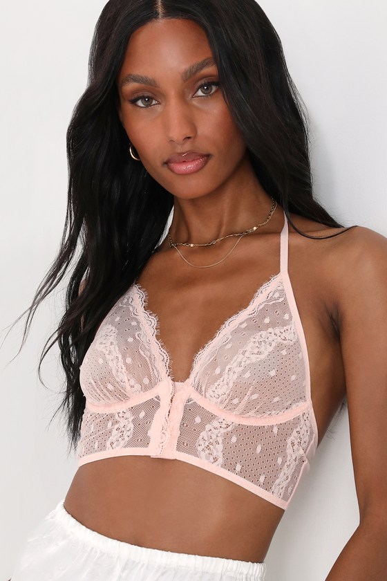 Free People Light Pink Peach Lace Bralette sz Large - $15 - From