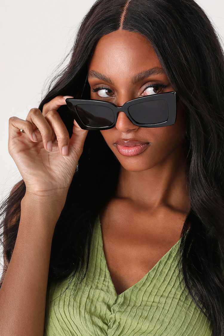 Lululemon Athletica Black Cat-Eye Sunglasses Thin Black Cat-Eye Sunglasses – Smoke Lens – Otra Eyewear main image 4