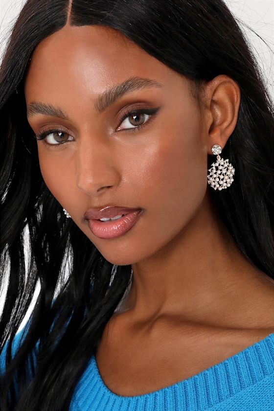 Gold Pearl Earrings Rhinestone Statement Earrings Earrings Lulus