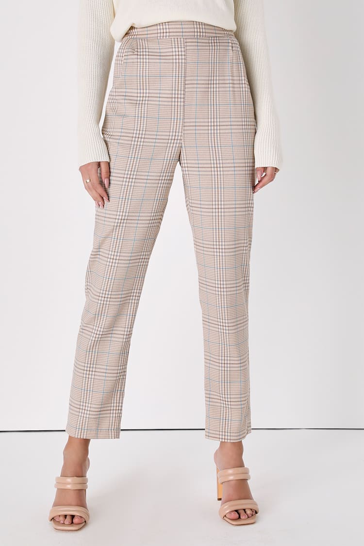 beige plaid pants