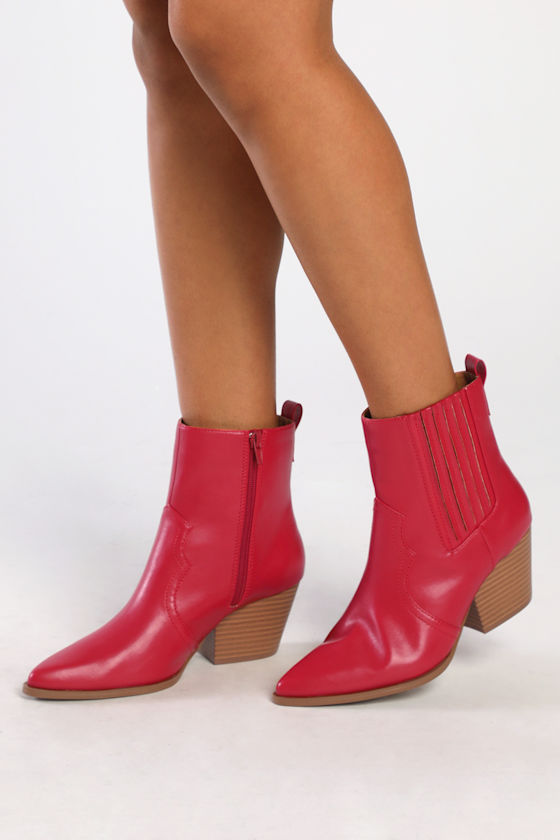 Red Boots MidCalf Boots Western Boots PointedToe Boots Lulus