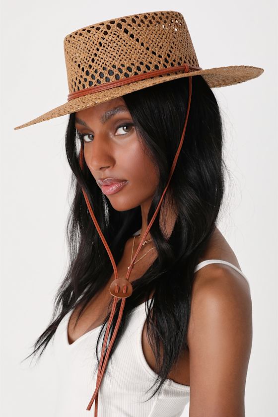 Sun to Watch Tan Woven Straw Boater Hat 1