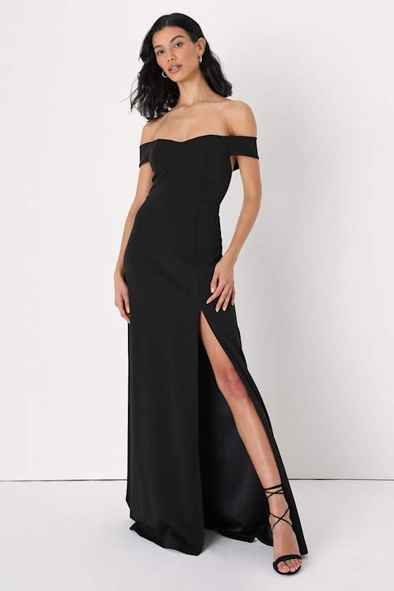 Classy Occasion Black Off-The-Shoulder Maxi Dress 1