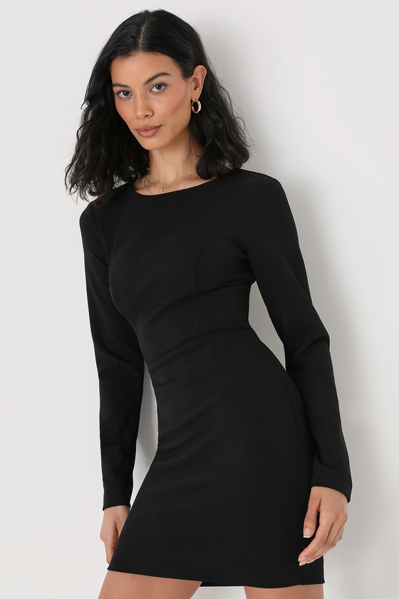Sexy Black Dress - Long Sleeve Mini Dress - Black Lace-Up Dress - Lulus
